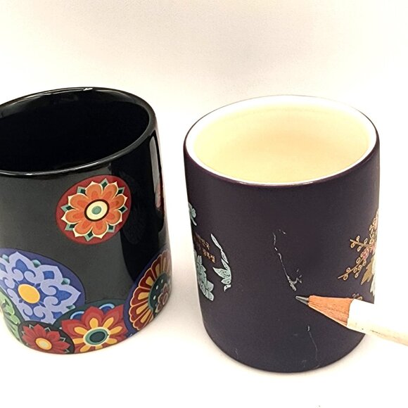 Starbucks Korea Demitasse Demi Espresso Cups 3oz Set of 2 Mugs Floral 2016 - Picture 6 of 8